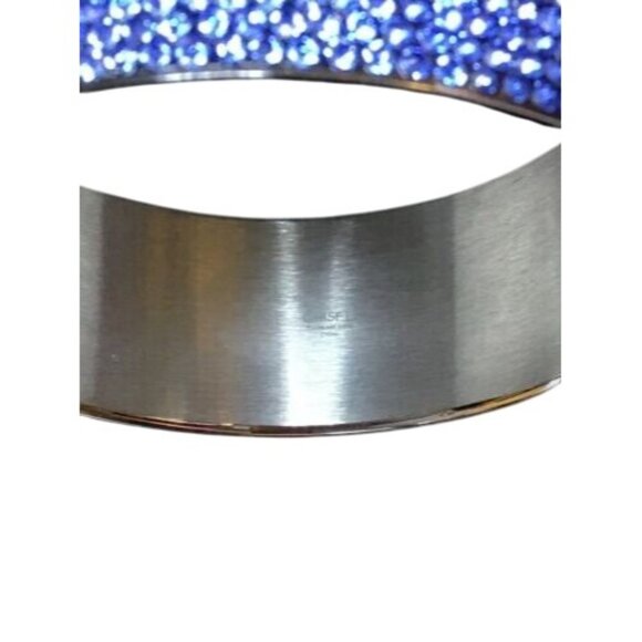 Chisel Stainless Steel Bracelet W/13 Rows of Blue Rhinestones (1430 1431) - Picture 4 of 5